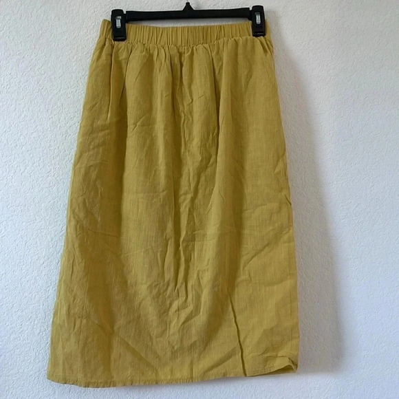 EUC | Shein | Elastic Waist Pull on Skirt with Buttons | Gold | Sz S - Picture 4 of 8